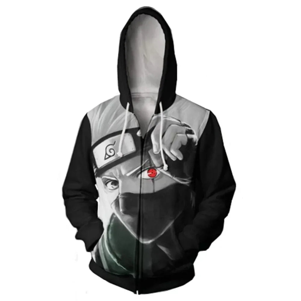 Anime Zip Hoodie Jackets Cosplay Clothes Costumes Men Hoodies Sweatshirts Zipper Tops Sasuke Sweatshirt Kakashi Tops