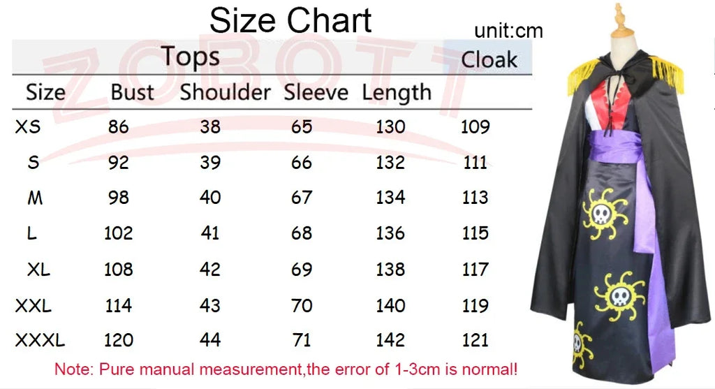 Anime Boa Hancock Cosplay avec cape Boa robe Costume marin Costume Boa Hancock Cosplay Costume taille personnalisée robe no