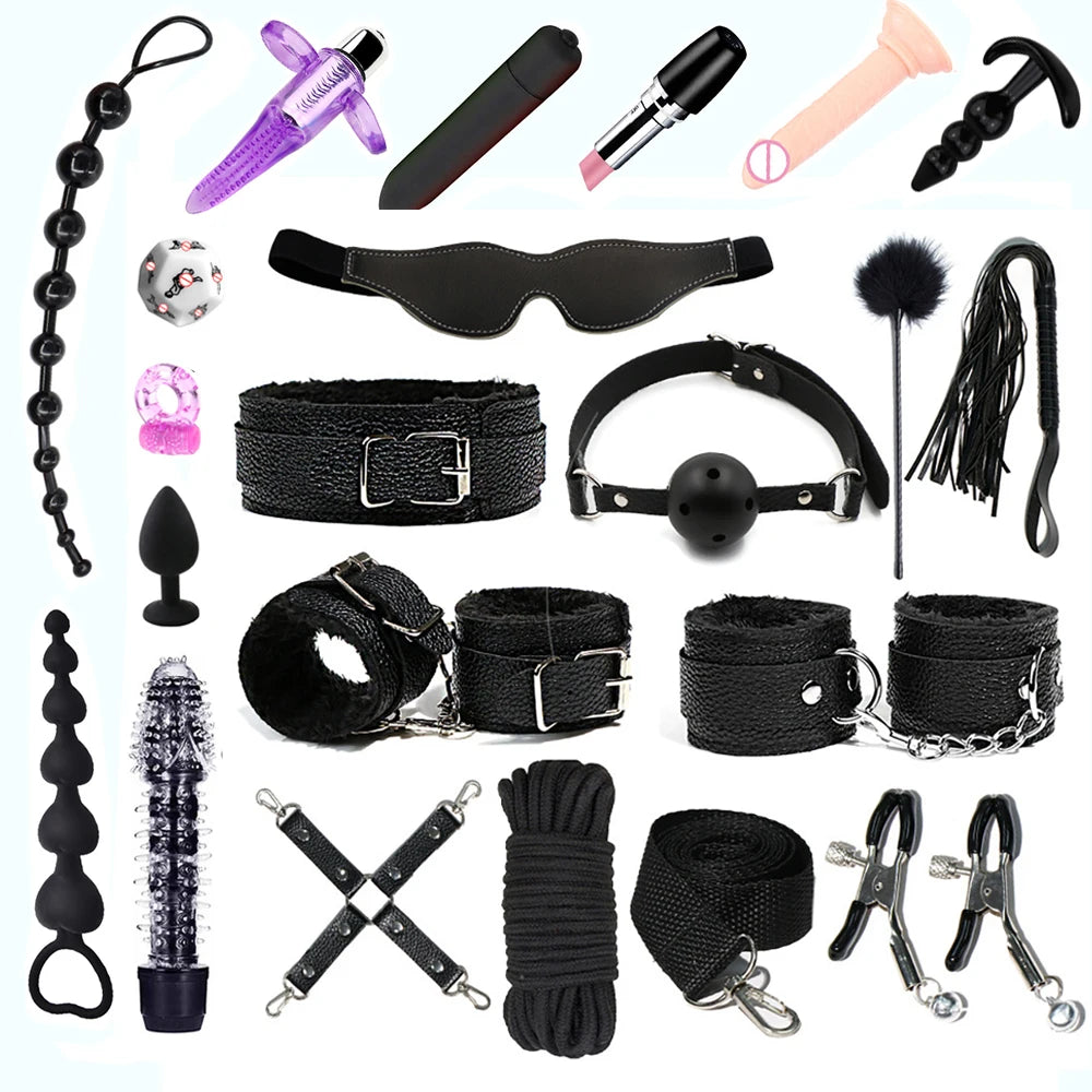 Vibrators sexy toys for women couples adult 18 Handcuffs erotic accessories bondage gear Mask anal plug penis ring dildo sex kit
