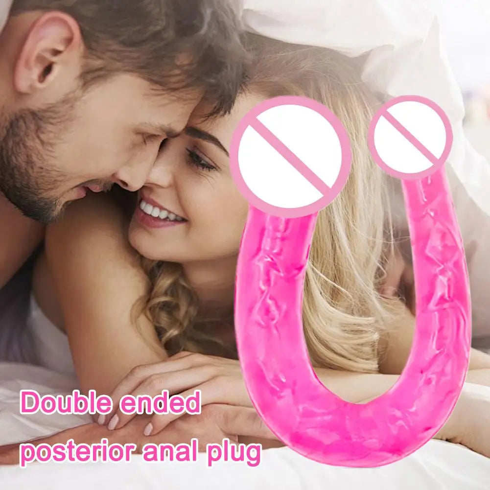 Adult Supplies Sex Toy Double Ended Realistic Dildo Long U Type Flexible Jelly Dildos Penis Cock Anal Plug Massager G-spot