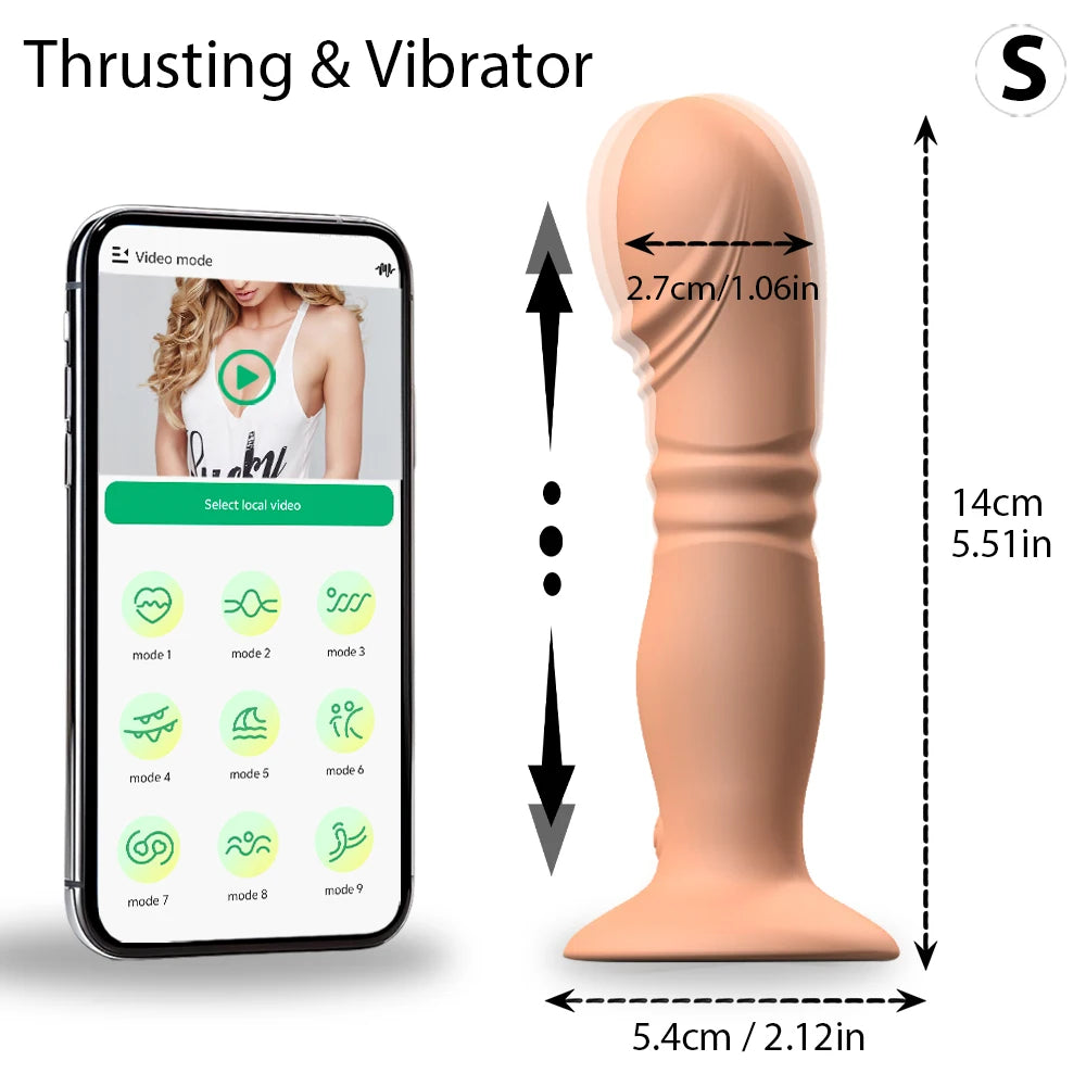 Thrusting Sex Toys Anal Plugs Vibrator APP Wireless Telescopic Anal Dildo Witn Suction Cup Prostate Massager Butt Plug for Men