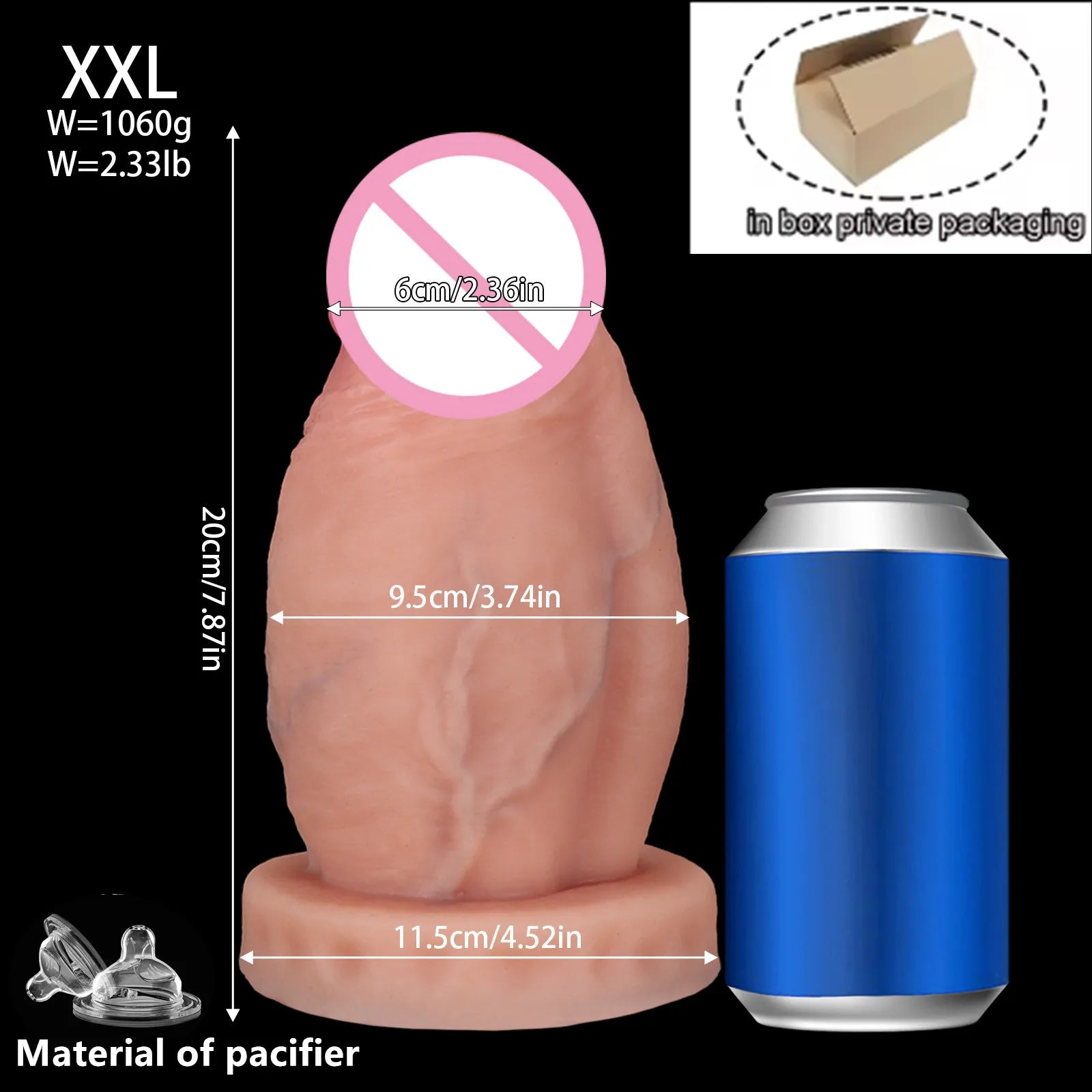 New 4.1'' Diameter Huge Thick Anal Dildo, 8.6 Inch Huge Silicone Girth Dildo Butt Plugs with Strong Suction Cup & No Balls성인용