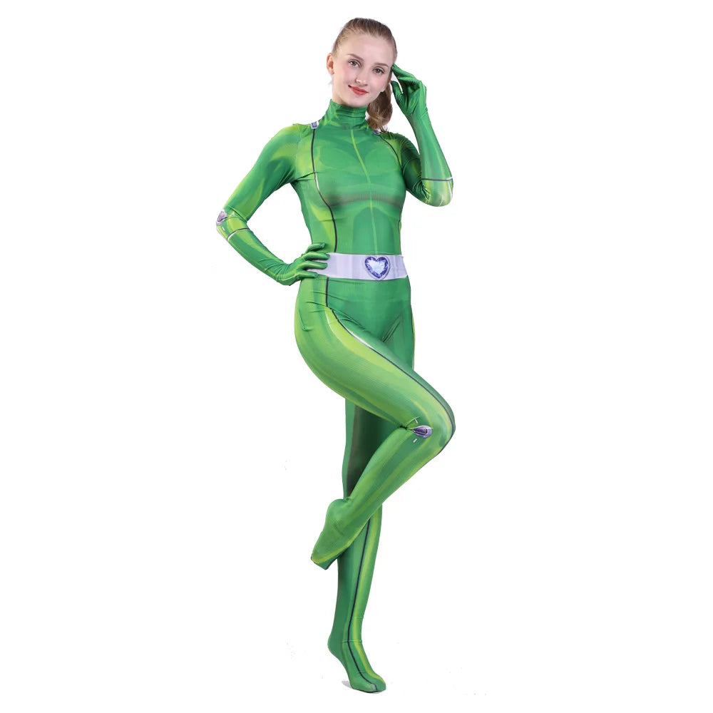 Totally Spies Cosplay Bodysuit for Adults and Girls, Anime Clover Ewing Jumpsuits, Halloween Samantha Simpson Alexandra Costume