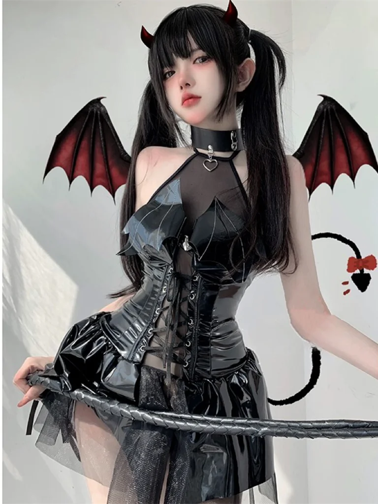 Dark Witch Hollow Sleeveless Christmas Costumes Demon Game Dress Bandage Sexy Lingerie Uniform Halloween Costumes For Women Sex