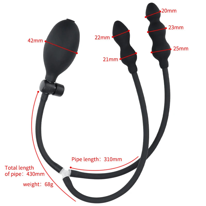 Inflatable Anal Plug with Double Beads Expandable Pump for Women Men Sex Toys Butt Plug Anal Dilator Prostate Massage Adult Toys