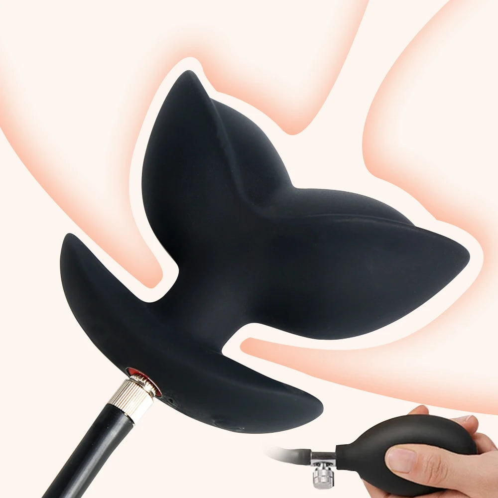 Inflatable Anal Plug Flower-Shape Detachable Women Butt Plug for Outdoor Wear, Anus Dilator Expander, Prostate Massager for Men