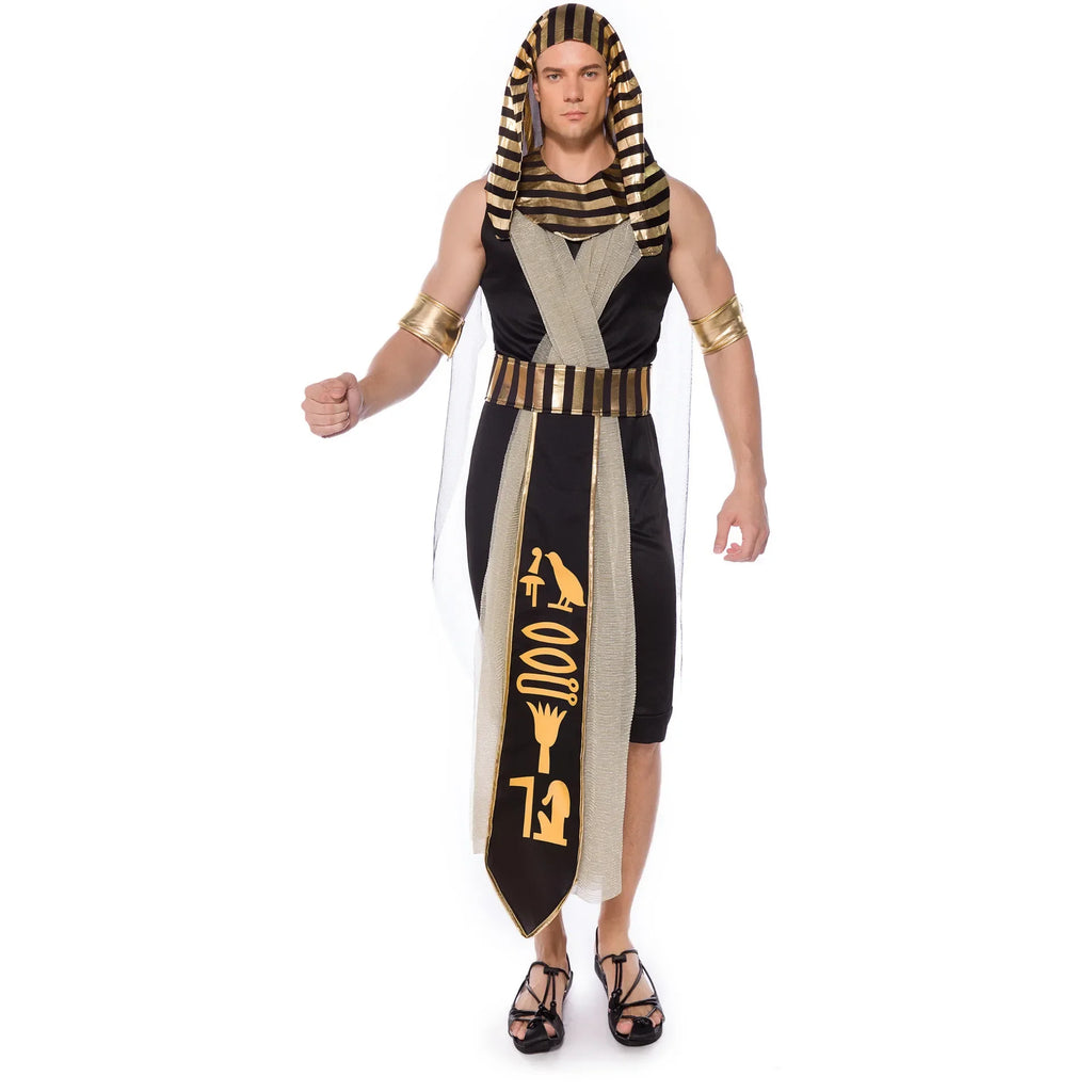 Adult Ancient Egyptian King Pharaoh Costume Egypt Cleopatra Costumes Cosplay Halloween Fancy Dress Historical Theme Party