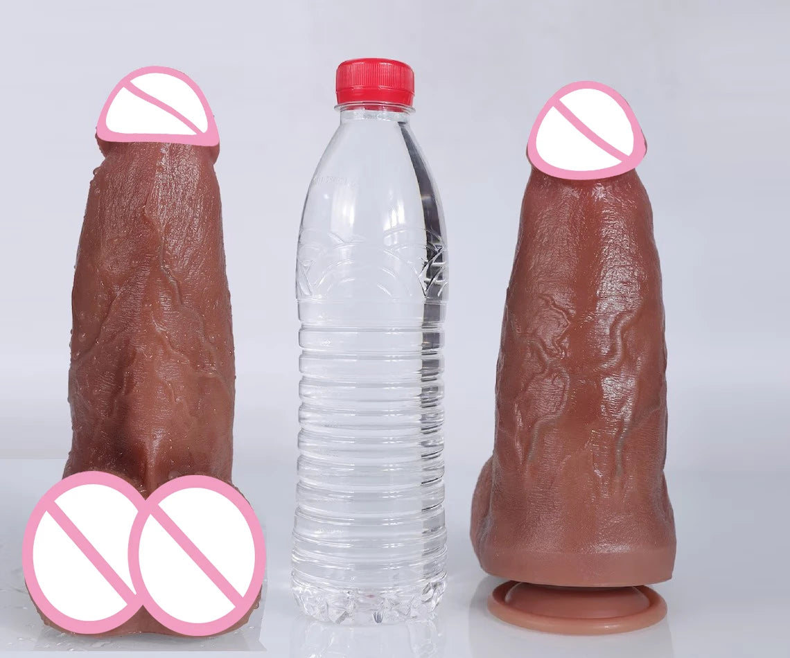 Super Realistic Soft Thick Dildo Double Silicone Big Penis Masturbators Cock Gay Anal Sex Toys for Man Woman Suction Cup Dick