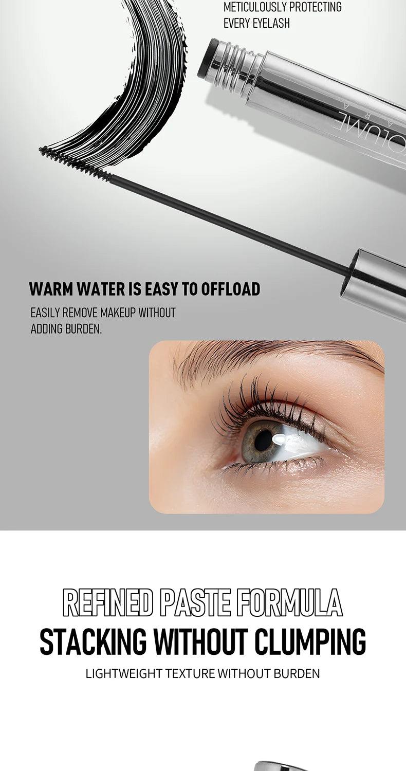 Long Lasting Waterproof Mascara 2mm Micro Engraving Brush Curling Lengthens Volumizes Smudgeproof Clump Free