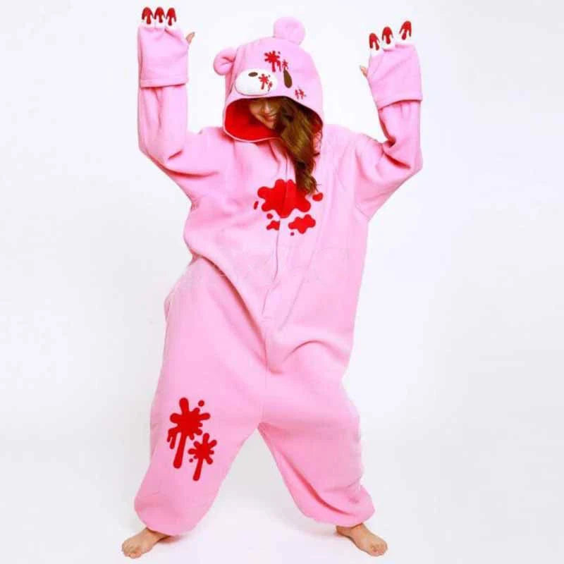 New Black Pink Gloomy Blood Bear Cosplay Costume Fleece Animal Onesies Pajamas Adult Cosplay Costume Pyjamas Sleepwear Wholesale