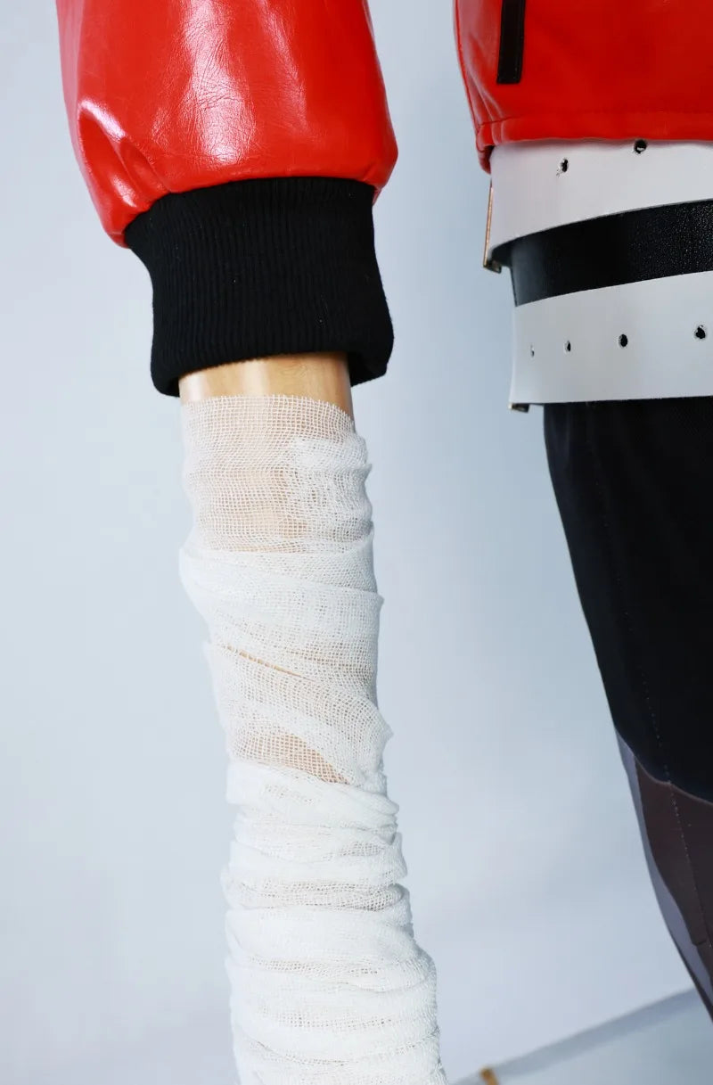 Vi Acrane Cosplay Costume Game Arcane Vi Red Wig Leather Jacket Halloween Carnival Outfits Vi Shoes Boots