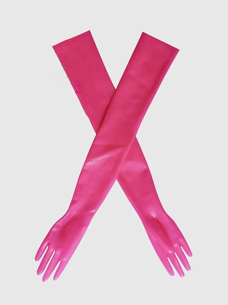 Sexy Black Women Slim Module Seamless Latex Long Gloves Fetish Arm Length