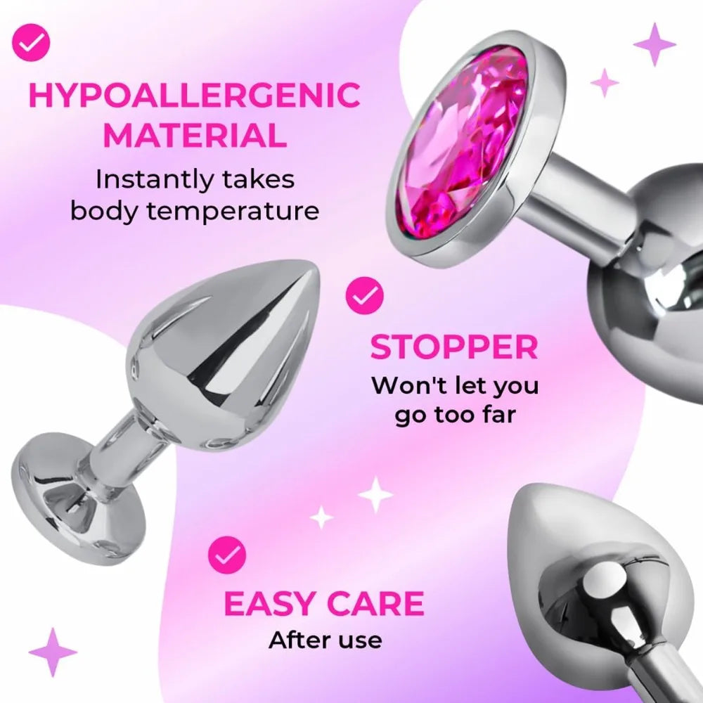Anal Plug 3 Sizes Stainless Steel Crystal Anal Plug Removable Butt Plug Stimulator Anal Adult Sex Toys Prostate Massager Dildos