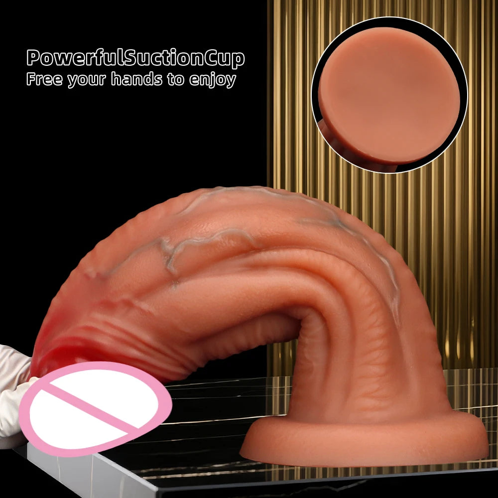 3 Size 18+ Muscular Man Big Dildo Soft Liquid Silicone Realistic Dildo No Balls Suction Cup Hands-Free Sex Toys for Women Men