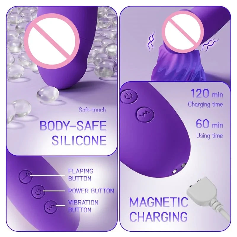 Super Powerful Double-Paddling Vibrator Female Impact Massage Fake Penis Clitoris Stimulator G-spot Massager Adult Toy
