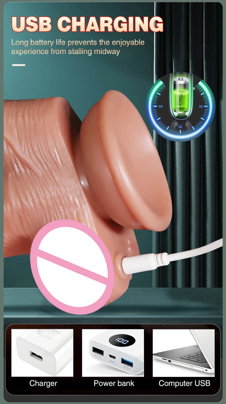 Realistic Dildo Telescopic Swing Heating Vibrator for Women Clitoris Vaginal G Spot Stimulation Massager Adult Pleasure Sex Toy