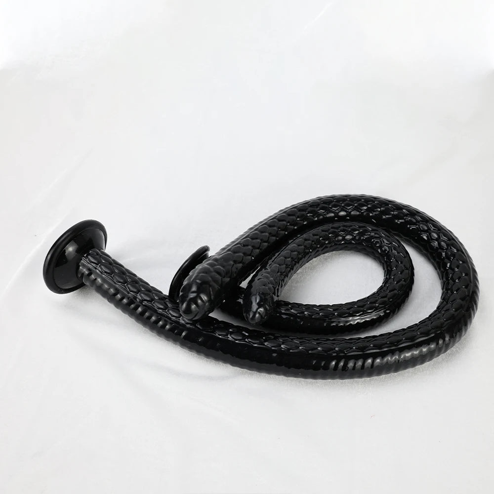 Giant Extra-long Anal Plug Black TPE Snake Head Monster Penis Fish-Scale Shaped Butt Plug Adult Toys Suitable for Homosexuals