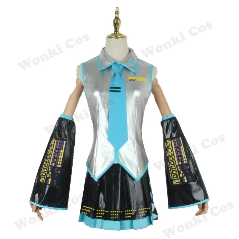 V Miku Cosplay Costume Green Ponytail Wig Virtual Singer Cosplay Shoes Boots Official Uniform for Girl Party Comic Con Outfits