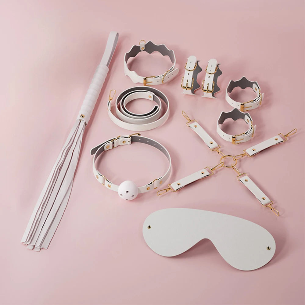 11 PCS/SET Sex Leather Bdsm Bondage Kit Bed Restraints SM Slave Fetish Handcuff Sex Toys for Couples Sexy Erotic Toys Sex Tools