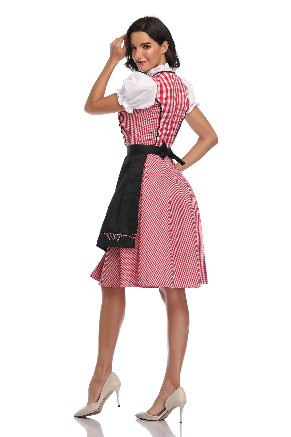 Adult Women Oktoberfest Dirndl Carnival Party Traditional German Bavaria Beer Girl Dress Maid Costume Dress+Apron Outfit