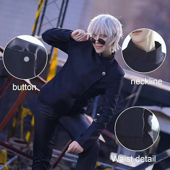 Jujutsu Kaisen High School Gojo Satoru Cosplay Costume Uniform for Men Women Shirt Pants Wig Halloween Uniform Full Sets