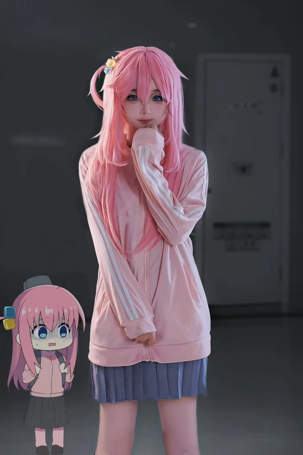 Gotou Hitori Cosplay Bocchi The Rock Gotou Hitori Cosplay Costume JK Uniform Pink Jacket Skirt Wig Suit Halloween Anime Cosplay