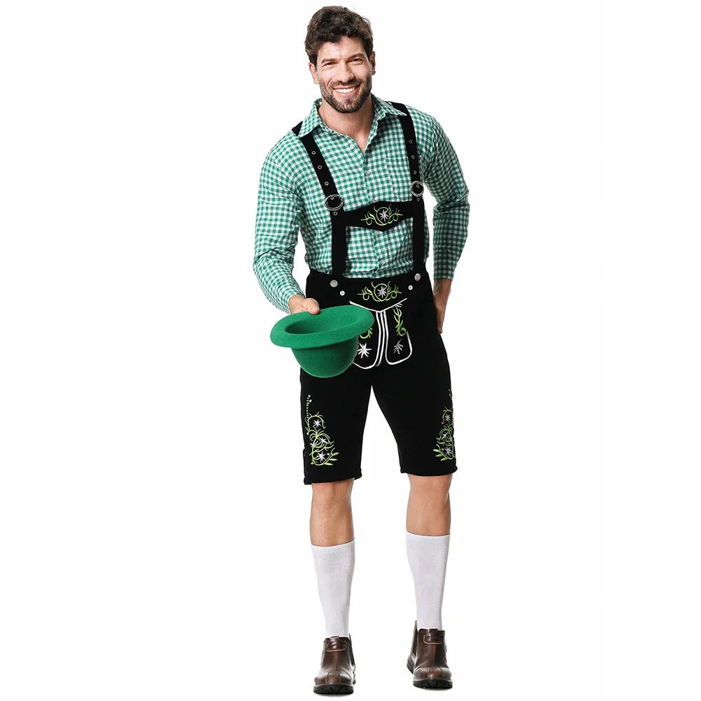 Men Oktoberfest Costume German Oktoberfest Pubs Bartender Outfit Beer Man Costumes  Lederhosen Bavarian Octoberfest