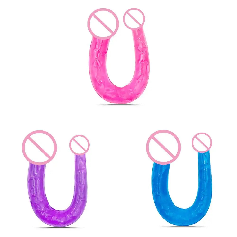 Adult Supplies Sex Toy Double Ended Realistic Dildo Long U Type Flexible Jelly Dildos Penis Cock Anal Plug Massager G-spot