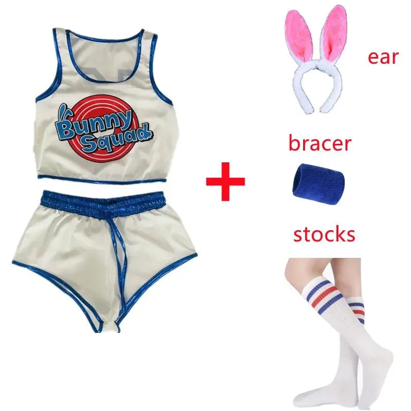 Lola Cos Bunny Cosplay Costume Space Lola Bunny Rabbit Disguise Woman Sexy Basketball Jersey Halloween For Women Adults
