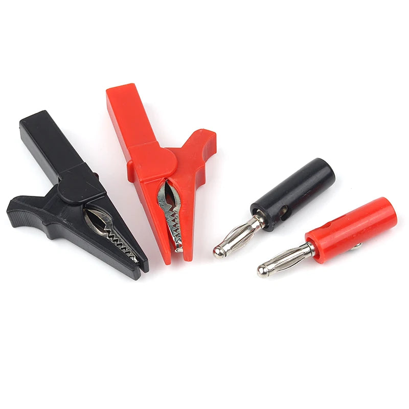 4Pcs/Set 55mm Alligator Clip Banana Plug Test Probes with 4mm Banana Plug Cable Clips for Electrical testing Accessories