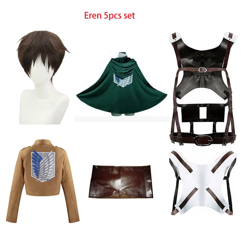 Cosplay Anime Levi Ackerman Mikasa Ackerman Cosplay Costume Eren Jaeger Outfits Hange Zoe Cosplay Costume AOT Full Set