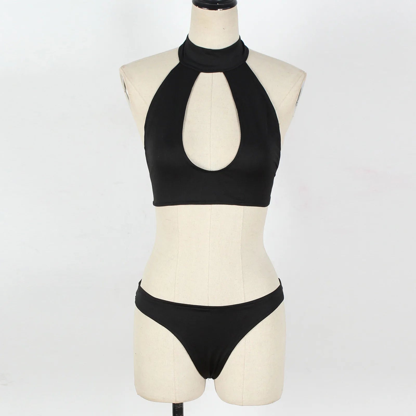 Sexy Lingerie For Women Solid Color Halter Neck Tops And Thong Two Piece Set Women's Push Up Bra And Panty Boudoir Outfits