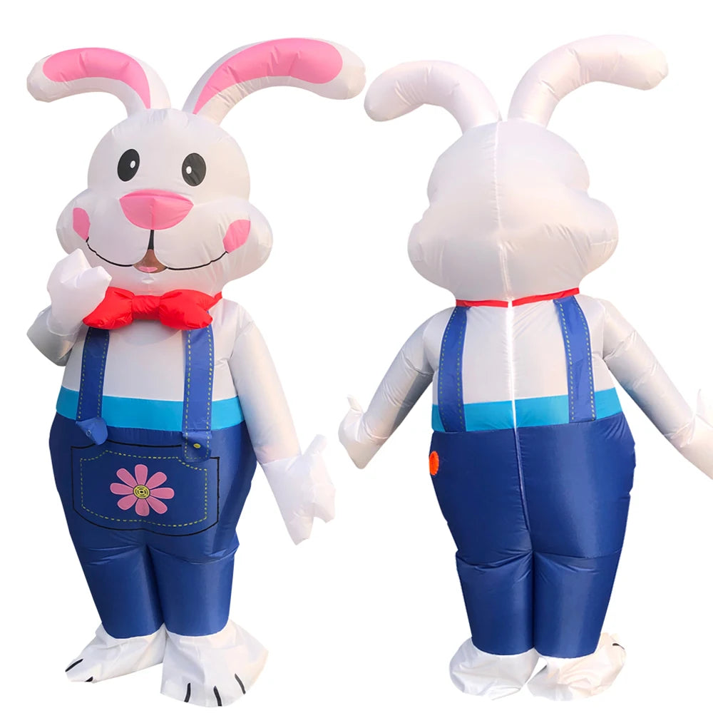Easter Bunny Clown Adult Kids Inflatable Costume Funny Cute Rabbit Cosplay Suit For Performance Festival Carnival Party Clothing