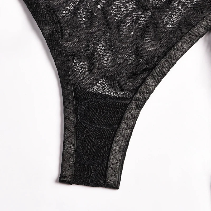 Erotic Lingerie Sets For Women Lace Garters Transparent Bra And Panty Set Female Porno Costumes Deep V Halter Sexy Underwear Set