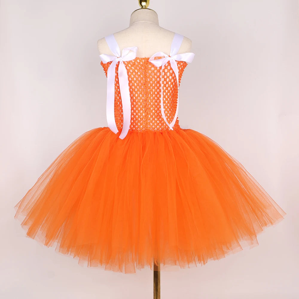 White Orange Fox Halloween Costumes for Girls  Animal Cosplay Tutu Dress with Ears Children Birthday Carnival Party Outfits