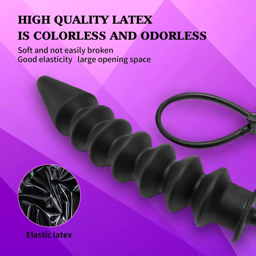 Foldable Huge Inflatable Threaded Anal Plug Pointed Design Dildo G Spot Stimulation Vaginal Anal Dilator Sex Toy for Women/Men