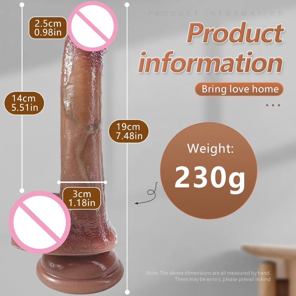 Realistic Long Dildo Sex Toys Dual-Layer Silicone Big Dildos Lifelike Giant Dildo Anal Play with Suction Cup Sex Toys for Women