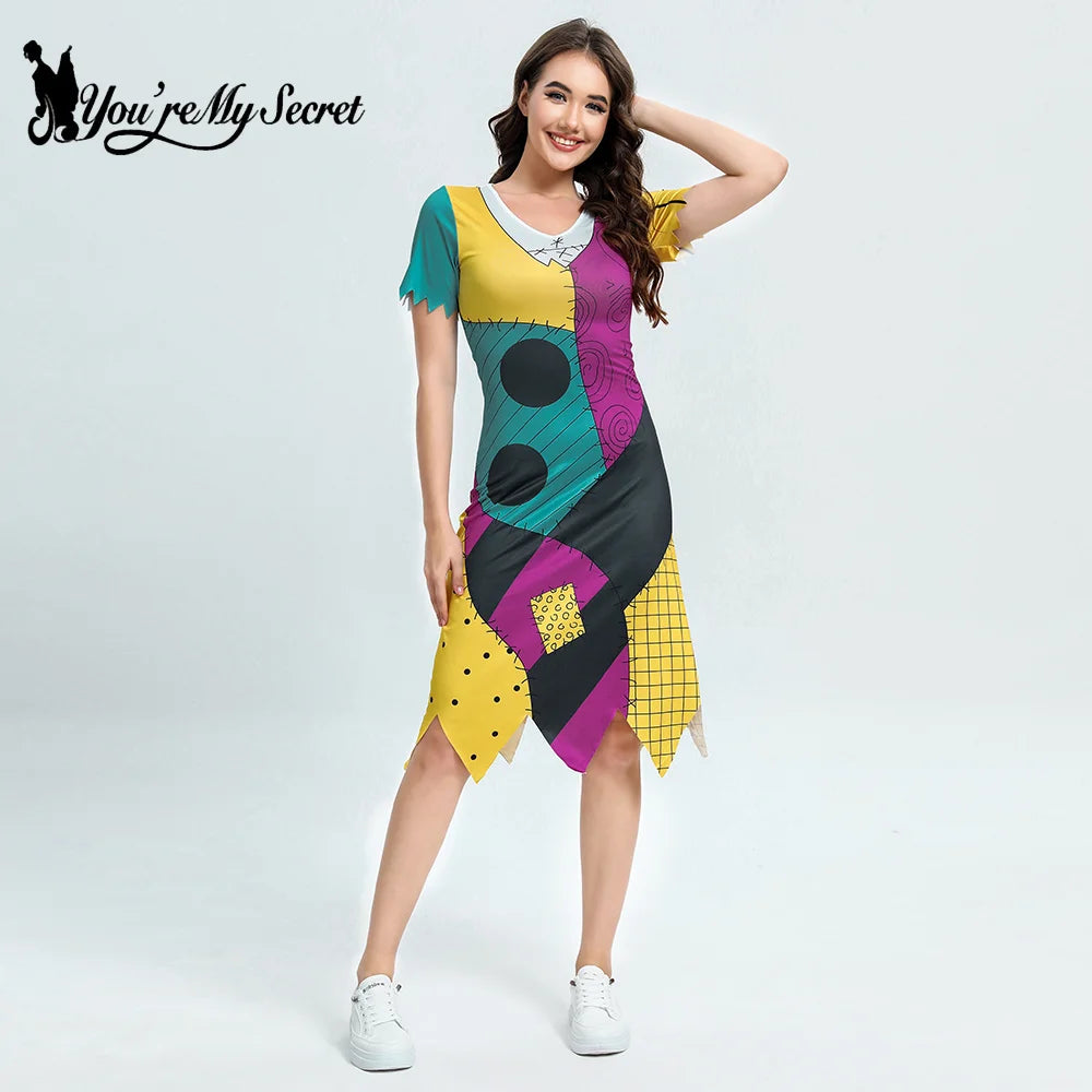 [You're My Secret] Cosplay Anime Nightmare Sally Costumes Christmas Carnival Fancy Party Matching Dress Up Set Bodysuits Female