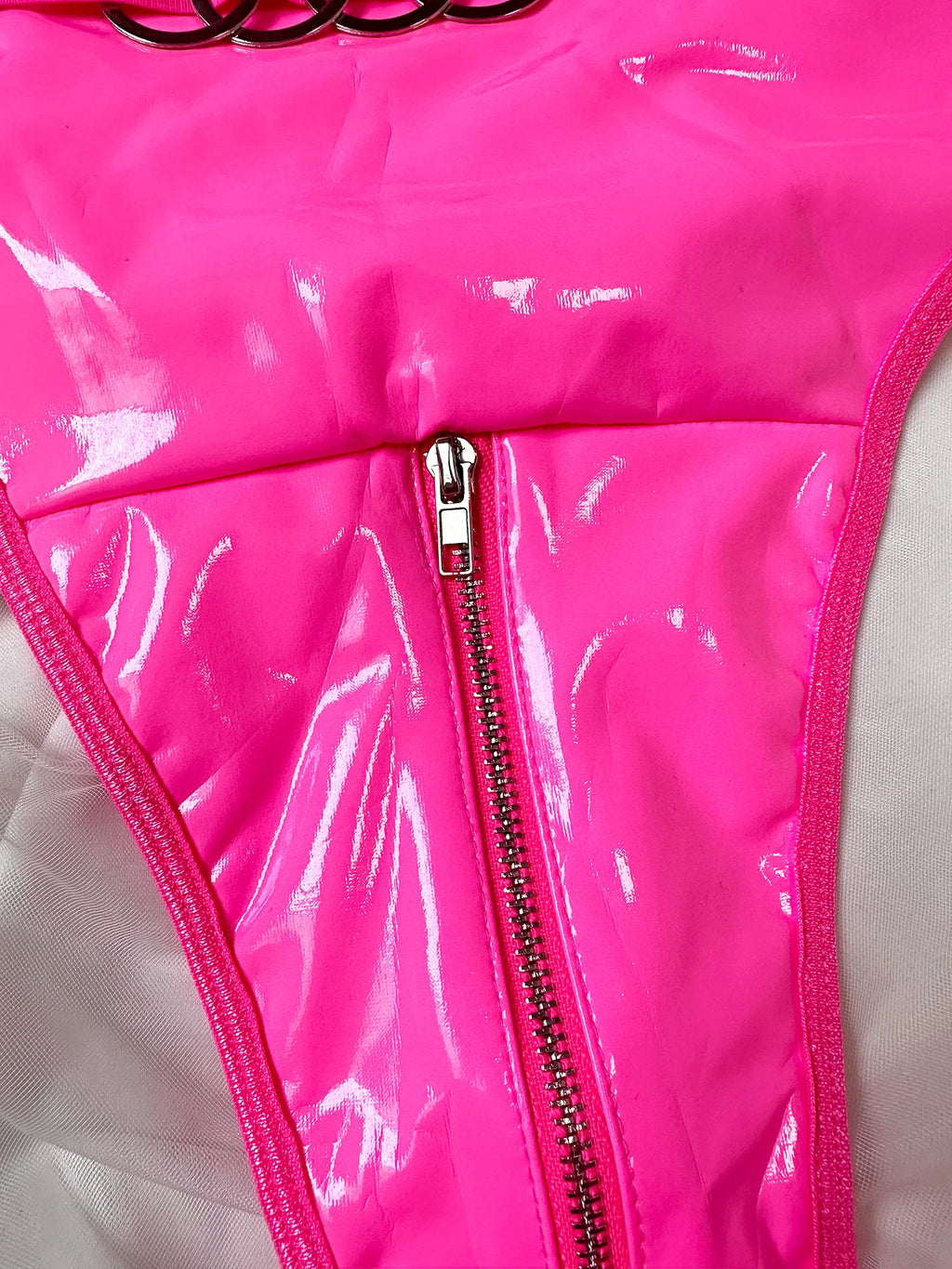 2024 Sexy Erotic Lingerie Set Corset Woman  Leather Bodysuit Zipper Open Crotch Rompers Mesh Sheer Hollow Out Female Underwear