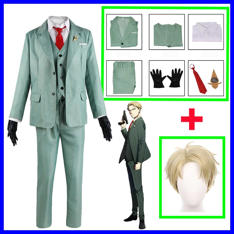 Anime Spy X Family Cosplay Costume Yor Forger Sexy Dress Loid Forger Light Green Suit Anya Kawaii Outfit Carnival Party Wig COS