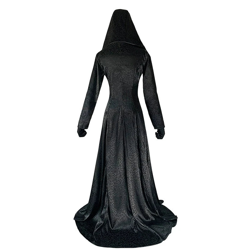 Medieval costume Daughter of Lady Dimitrescu Cosplay Costume Gothic Long Dress with Hood Vampire Bella Cassandra Halloween Dress