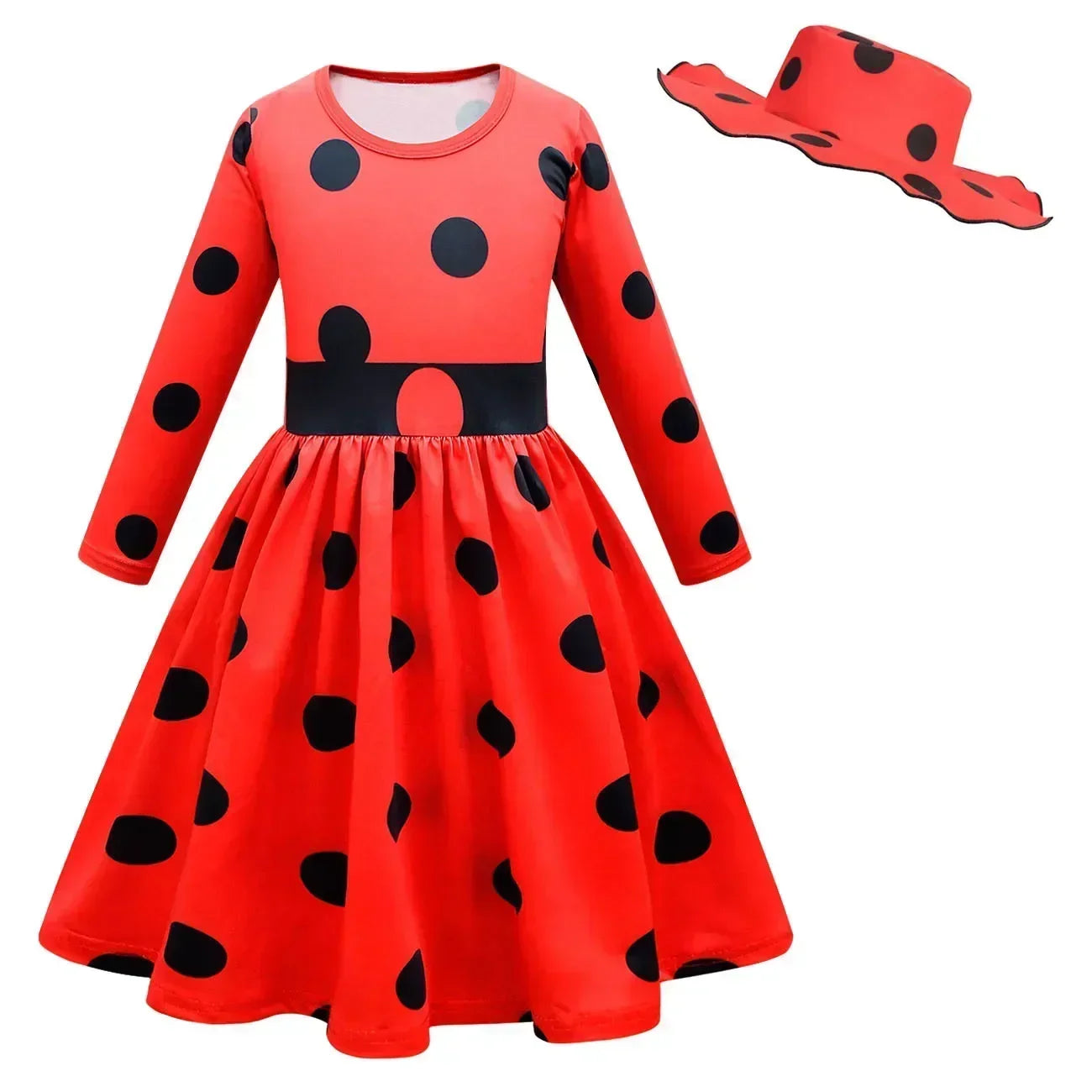 2025 Christmas Reddy Girl Little Beetle Cosplay Costume Mask Wig with Earrings Kids Halloween Fancy Costume Children Party Dress