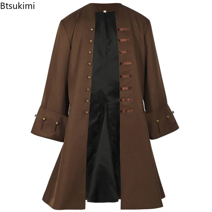 Halloween Caribbean Pirate Jacket Renaissance Overcoat Medieval Jacketcoats Pirate Captain Costume Stage Role-playing Costume
