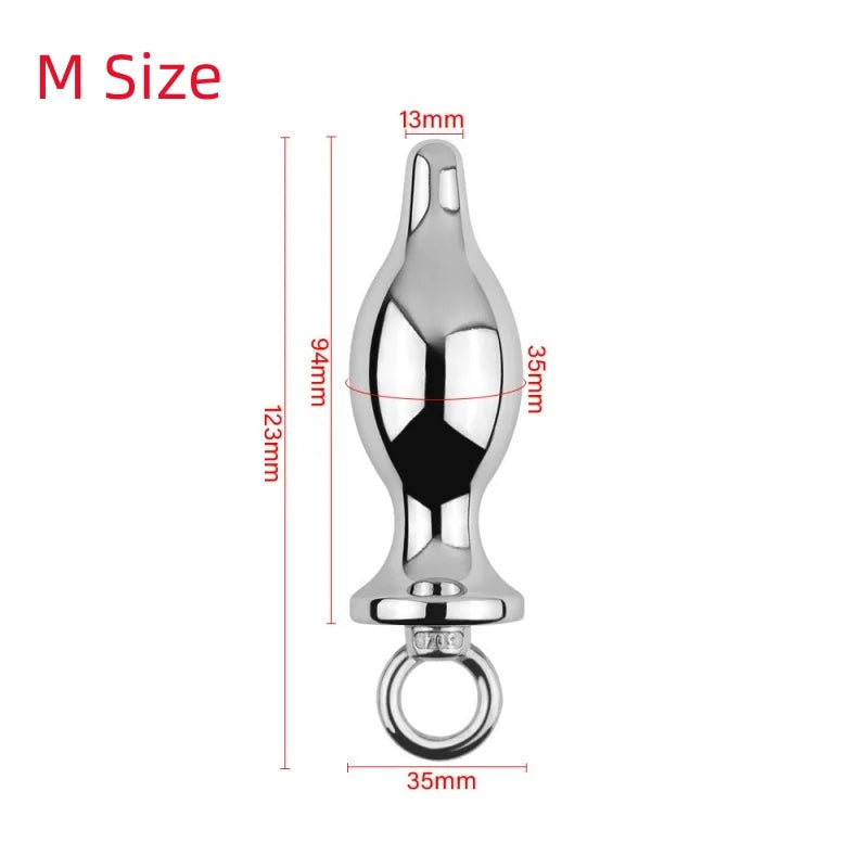Erotic Accessories Metal Anal Plug With Pull Ring Fetish Anus Dilator Ass Stuff Tail Bdsm Bondage Adult Games Sex Toys For Women