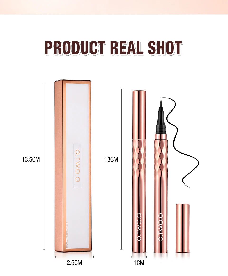 O.TWO.O Eyeliner Pencil Liquid Eye Liner Waterproof Smudge Proof Quick Drying 12 Hour Wear Ultra Fine Black Eyeliner for Arrows