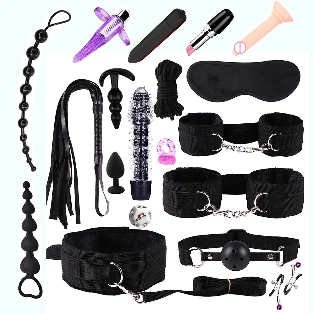 Vibrators sexy toys for women couples adult 18 Handcuffs erotic accessories bondage gear Mask anal plug penis ring dildo sex kit