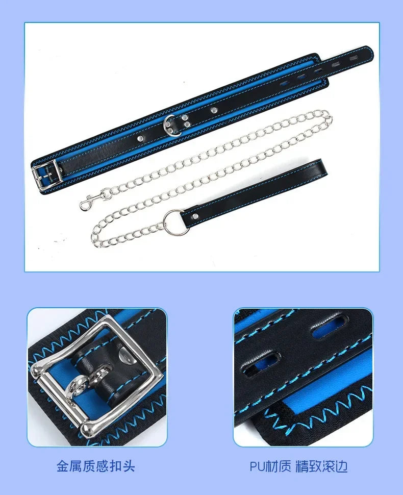 Accessories for Couples Leather Harness Sex Slave Bondage Adult Products Collar and Chain Leash Fetsih Erotic BDSM Sex Exotic