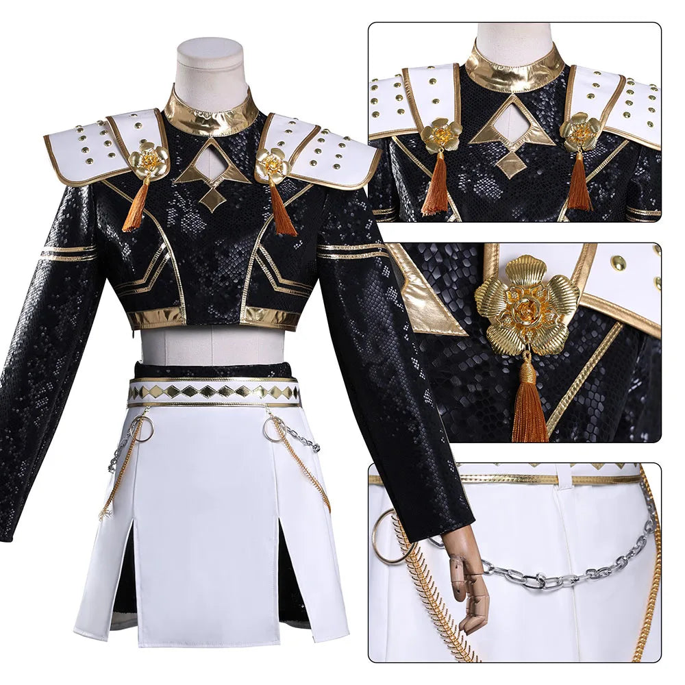 Rumi Zoey Mira Cosplay Clothes Hunters Cosplay Costume Black Golden Suit Halloween Huntrix Role Playing Outfit