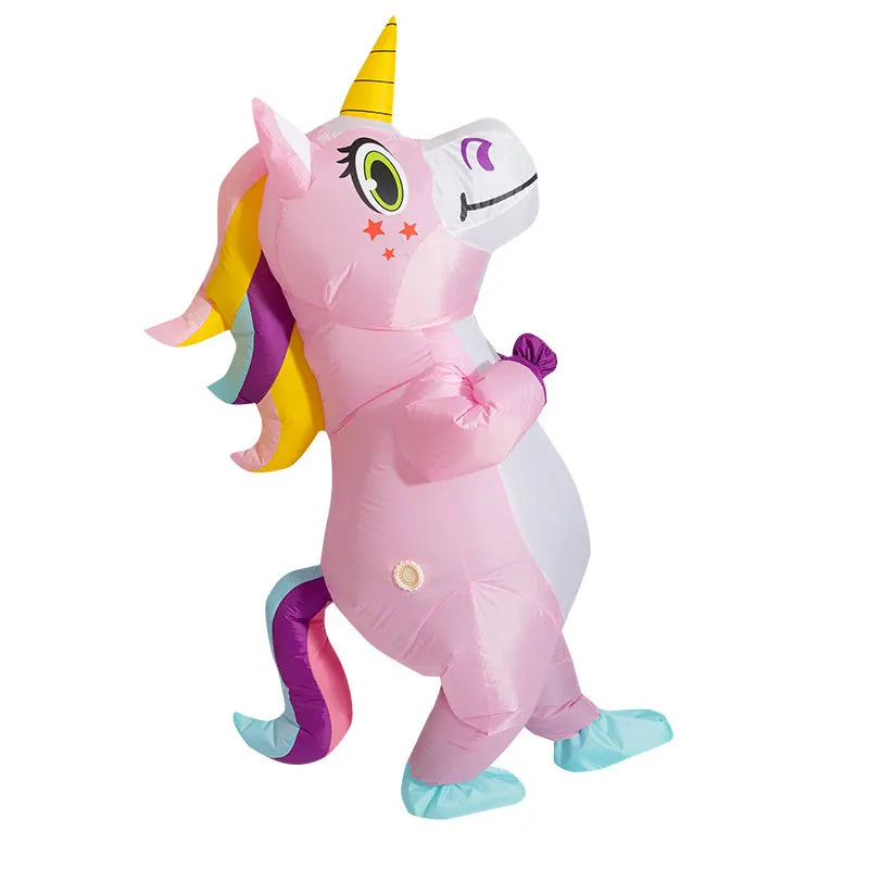 anime Inflatable Unicorn Costume Pink Full Body Unicorn Cosplay Costumes with Blower Funny Party Halloween Costume for Adult