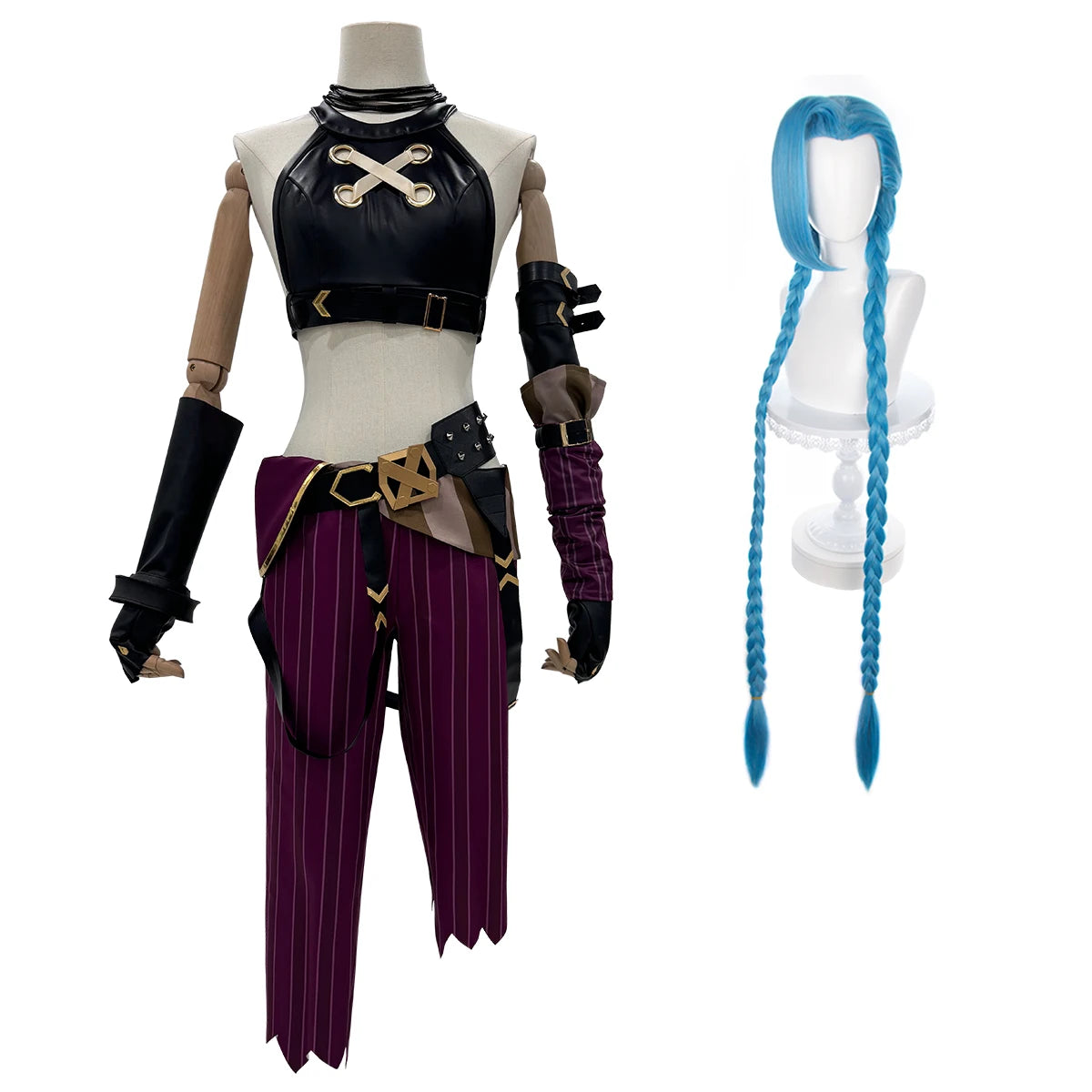 HOLOUN LOL Game Jinx Cosplay Costume Wig Loli Outfit Halloween Christmas Gift Cos Convention
